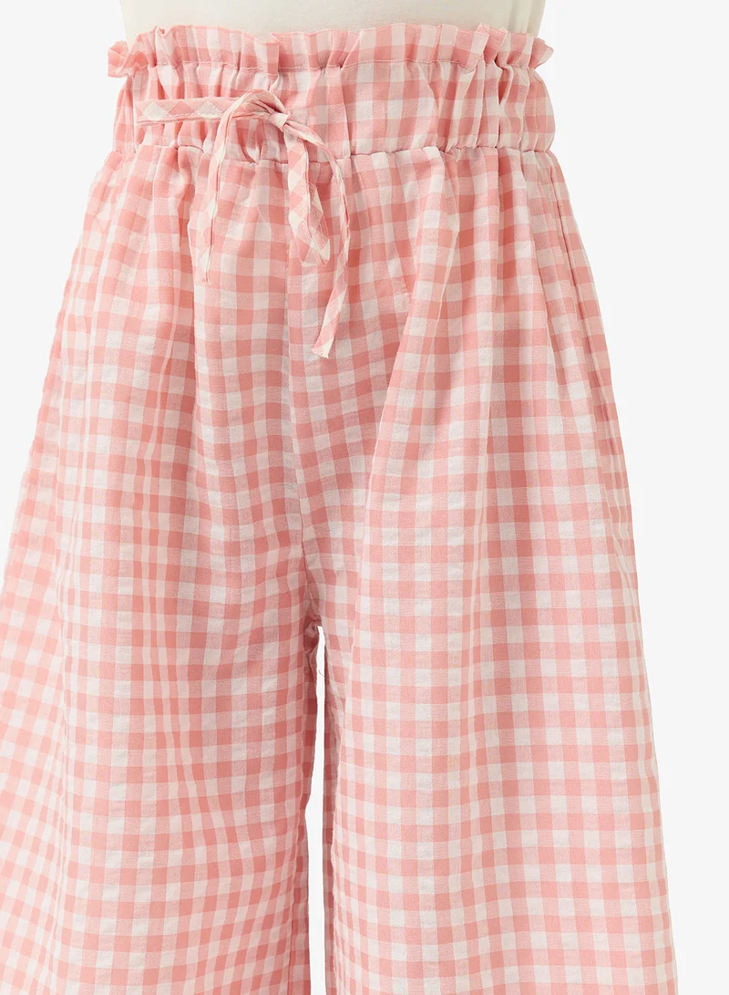 Pinata  Pink Gingham Wide Leg Trousers for Women | Best Price UAE